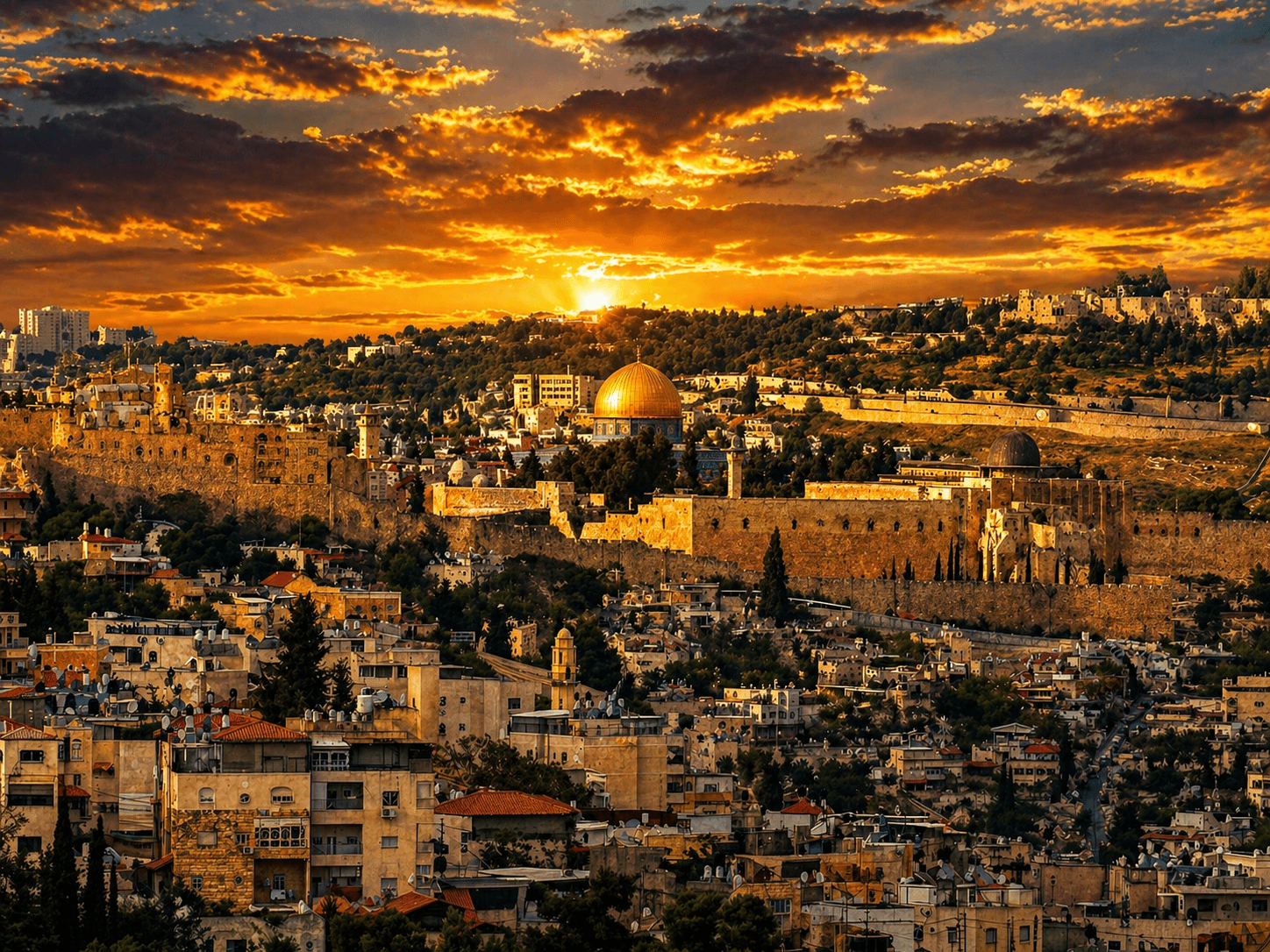 Jerusalem sunset over the Old City
